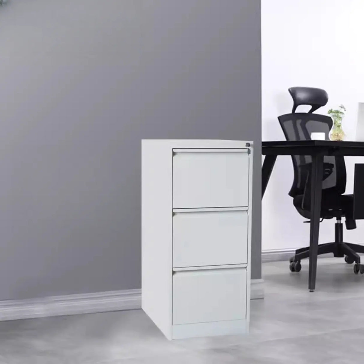 Lockable Metal Vertical Black Anti-Moisture Filing Cabinet Image - 3