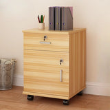 Lockable Mobile Wood Short Light Walnut Filing Cabinet Image - 10