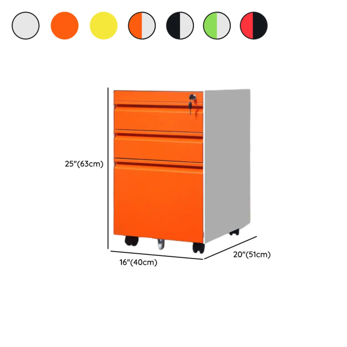 Lockable Secure Metal Vertical Filing Cabinet with Casters 