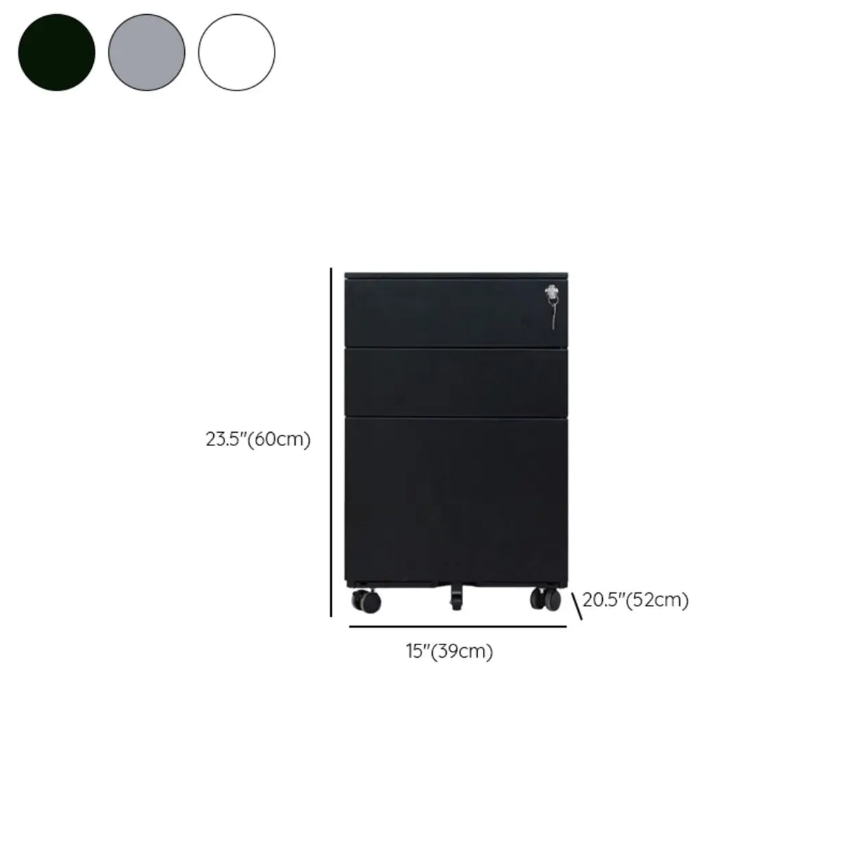 Lockable Small Vertical Steel Rolling White Filing Cabinet 