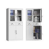 Lockable White Steel Office Storage Cabinet with Shelves Image - 10