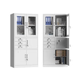 Lockable White Steel Office Storage Cabinet with Shelves Image - 11