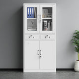 Lockable White Steel Office Storage Cabinet with Shelves Image - 3