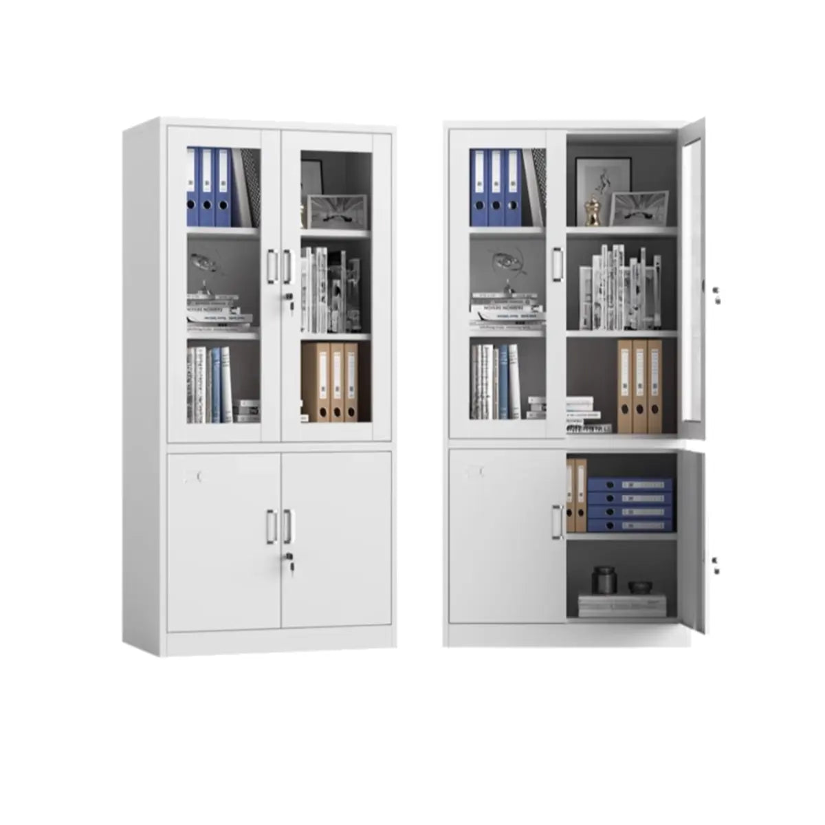 Lockable White Steel Office Storage Cabinet with Shelves Image - 9