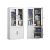 Lockable White Steel Office Storage Cabinet with Shelves Image - 9