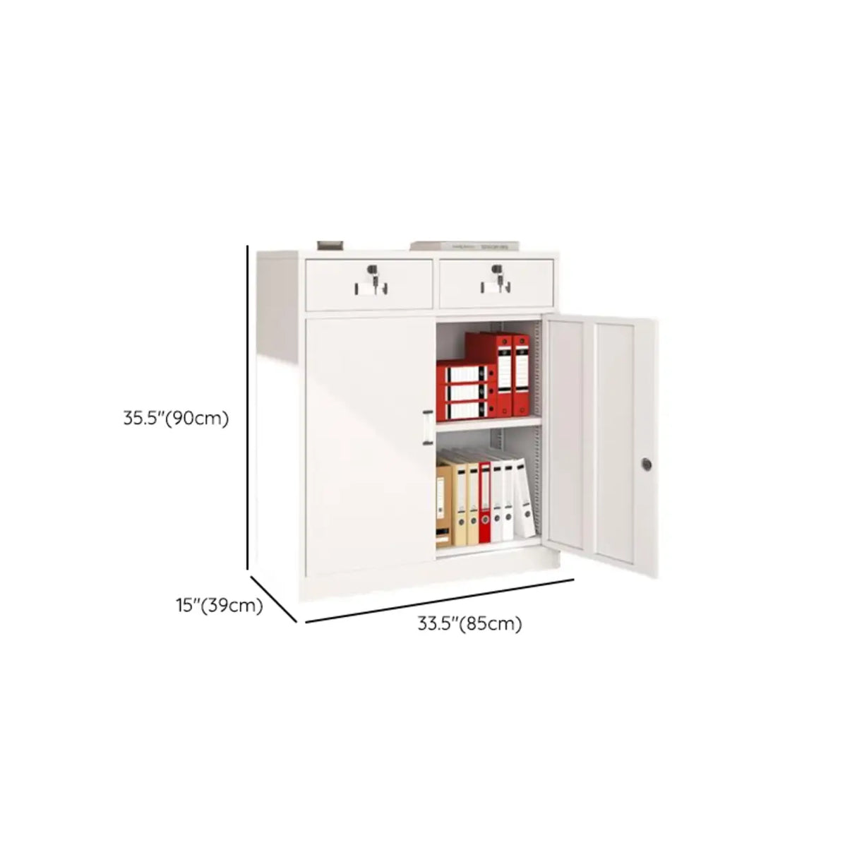Lockable White Storage Vertical Filing Cabinet with Doors 
