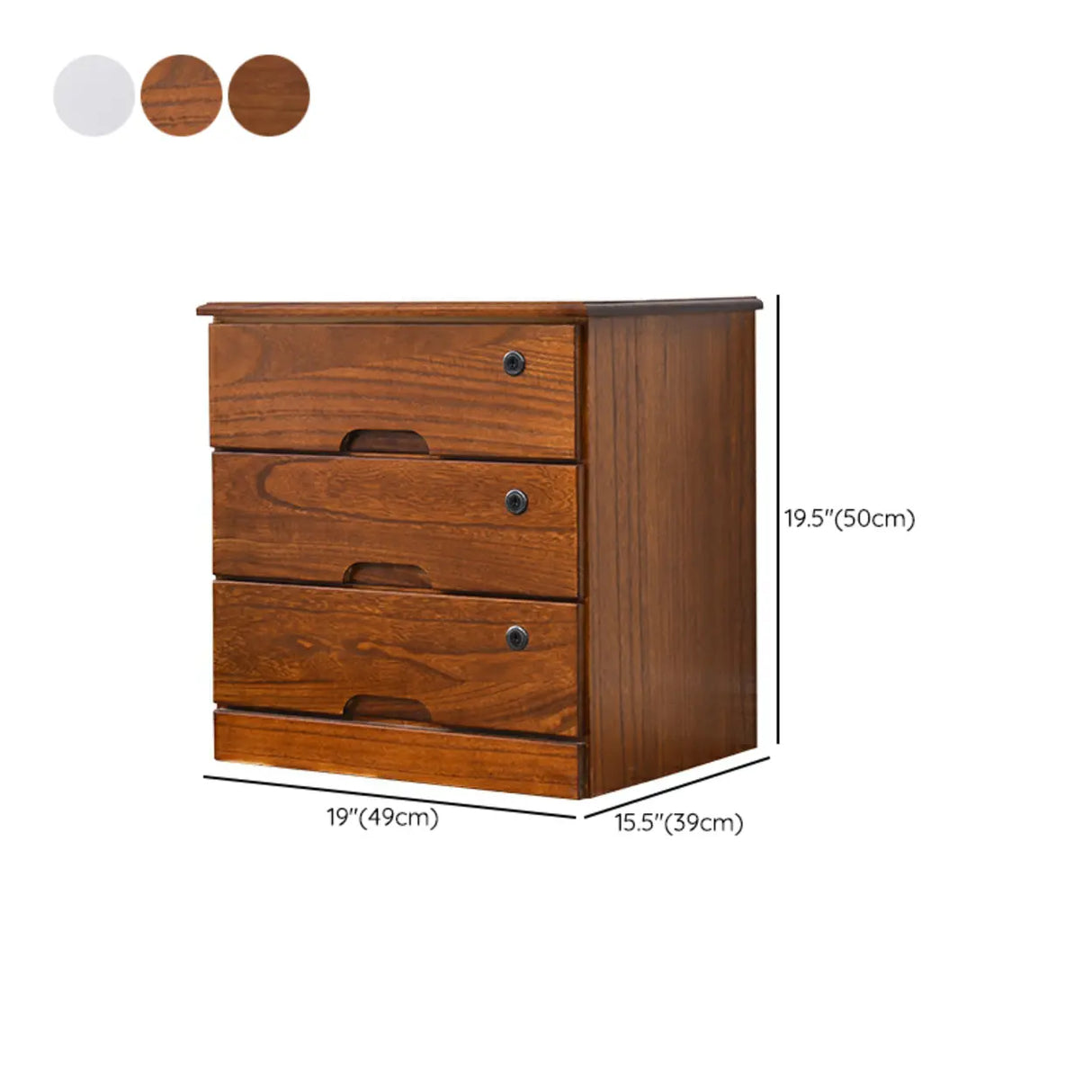 Lockable Wooden Vertical Brown Storage Filing Cabinet 