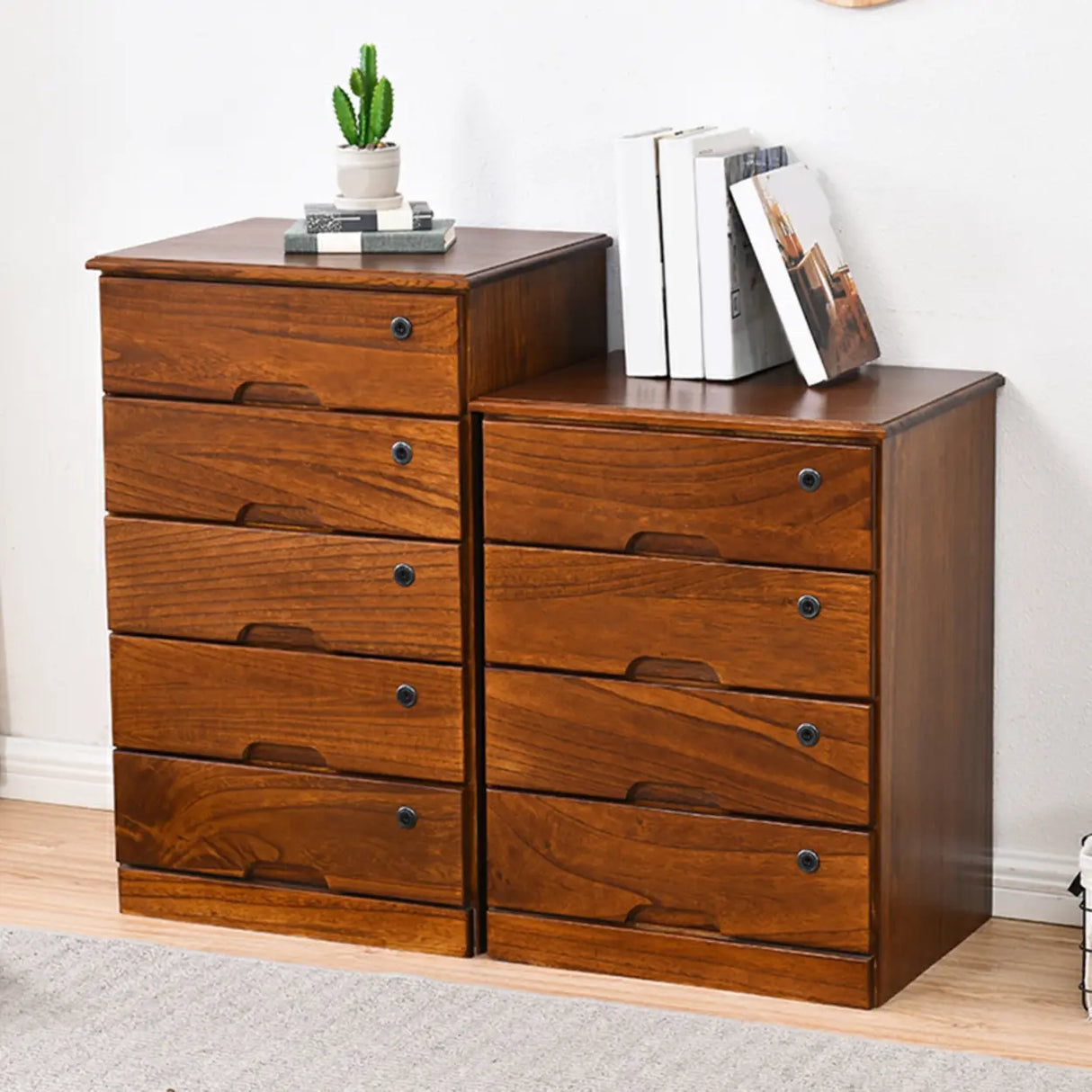 Lockable Wooden Vertical Brown Storage Filing Cabinet Image - 4