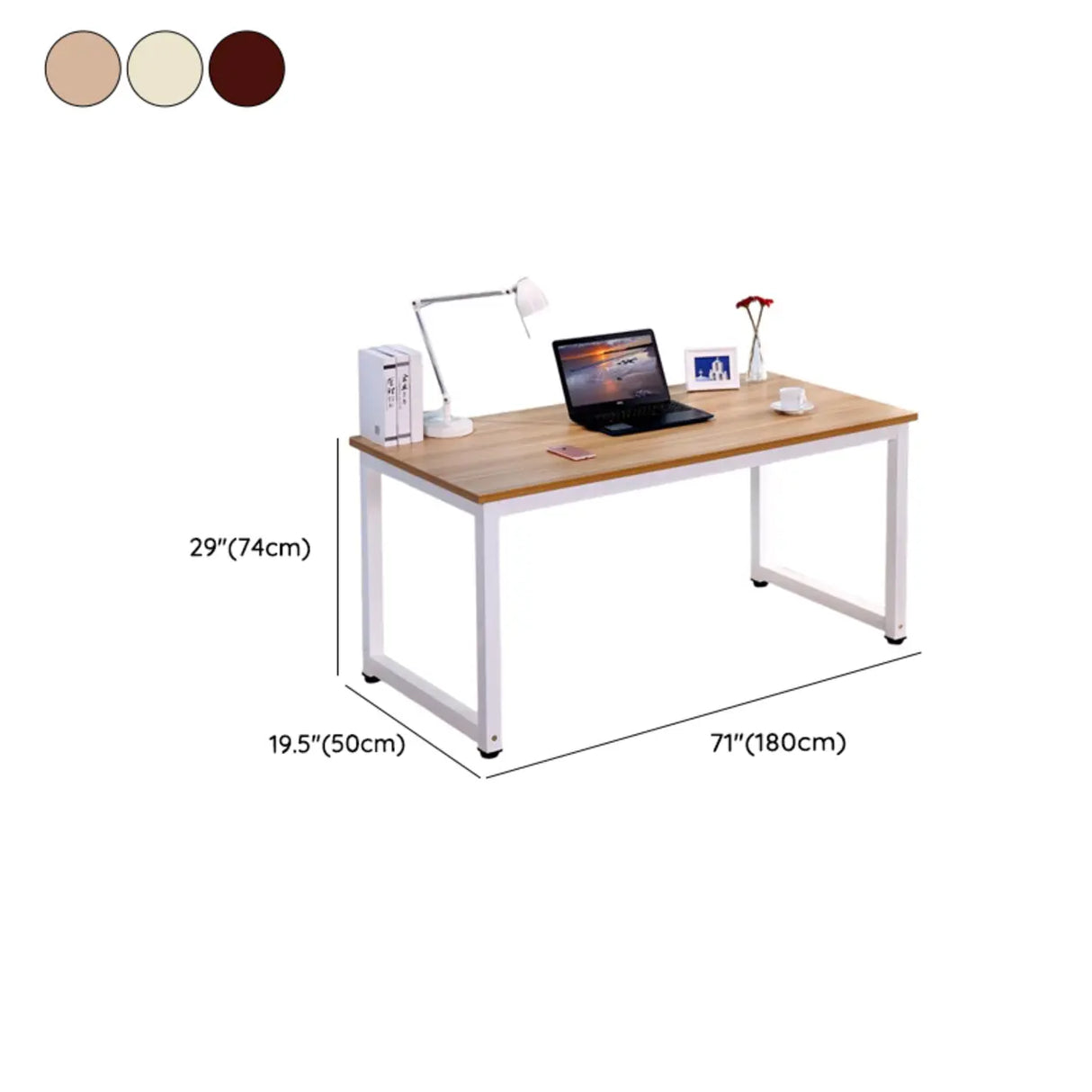 Long Light Walnut Wooden Computer Desk  Image - 10