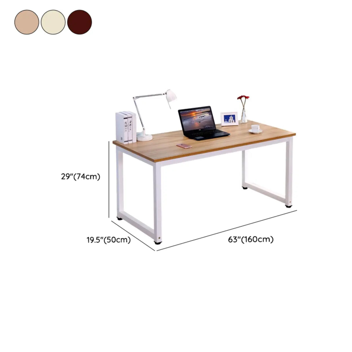 Long Light Walnut Wooden Computer Desk  Image - 15