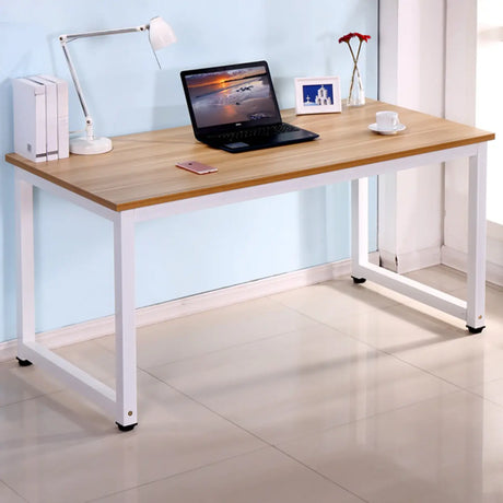 Long Light Walnut Wooden Computer Desk  Image - 2