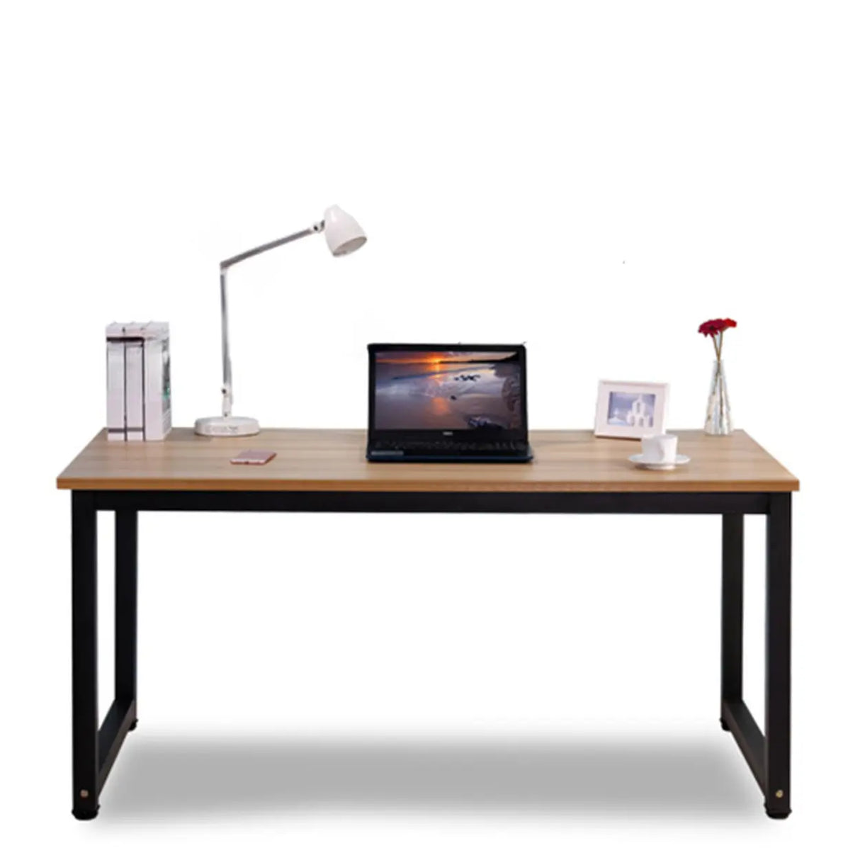 Long Light Walnut Wooden Computer Desk  Image - 7