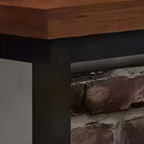 Long Manufactured Wood Trestle Brown Storage Bar Table Set Image - 11