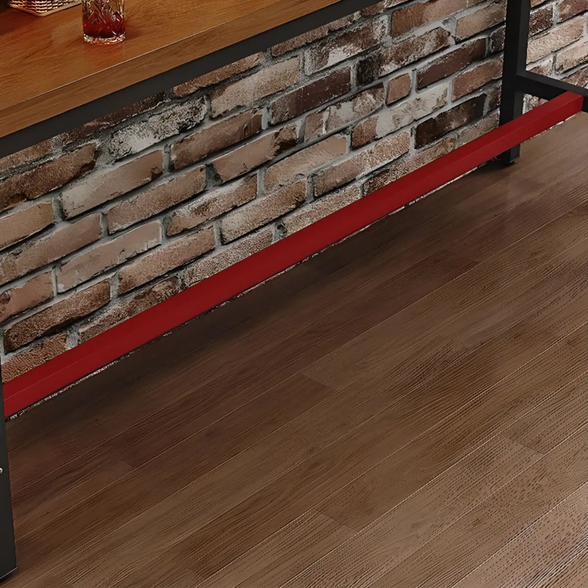 Long Manufactured Wood Trestle Brown Storage Bar Table Set Image - 5