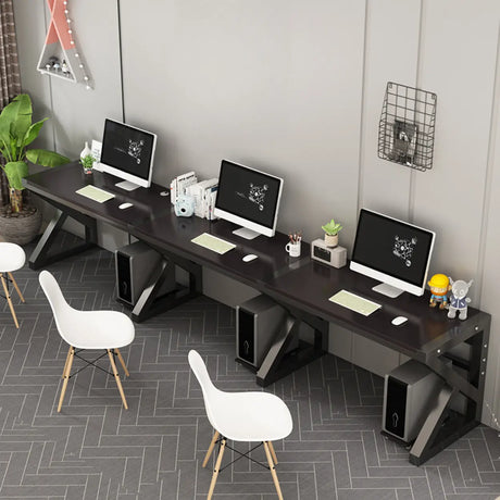 Long Standard Wooden 3-personal Computer Desk Image - 1