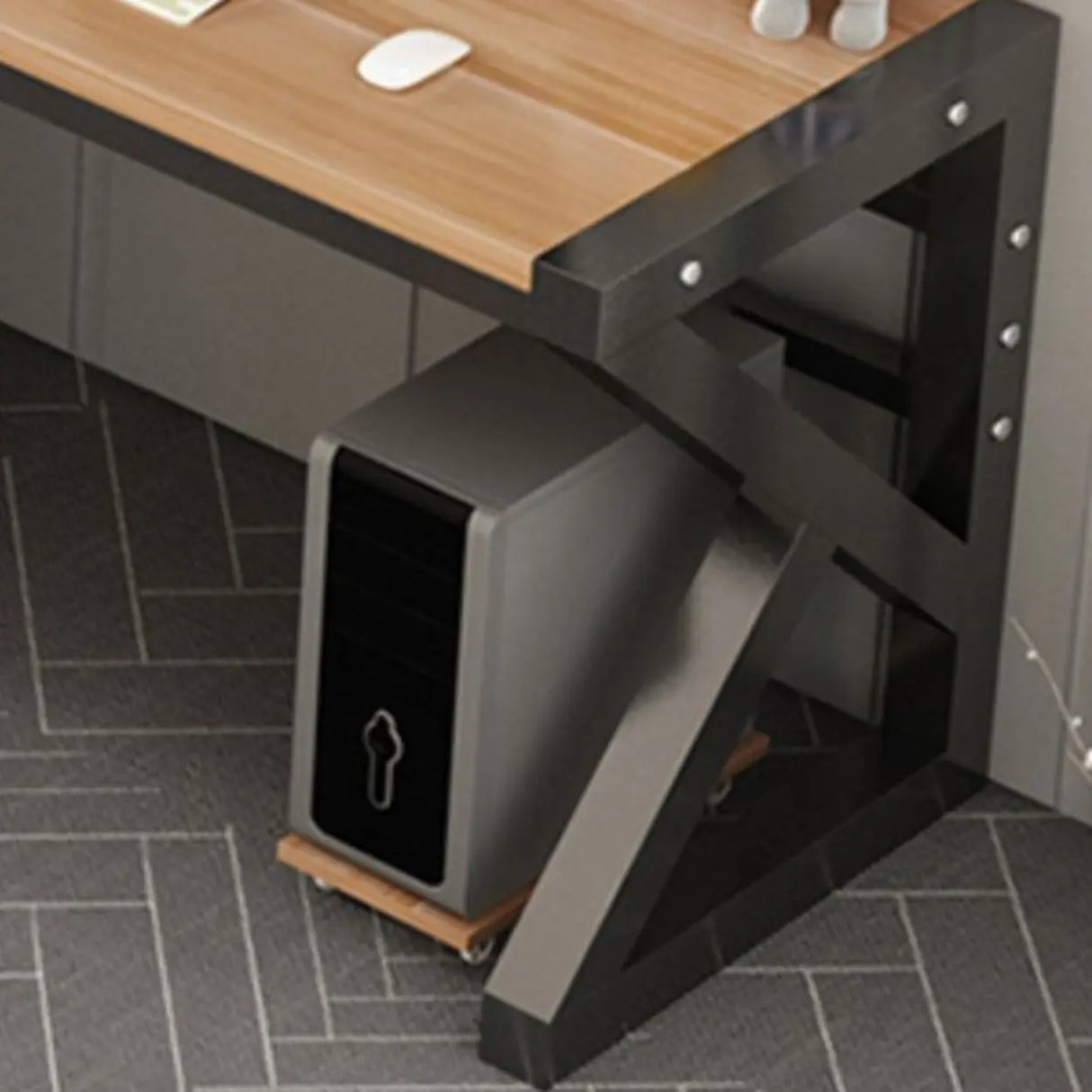 Long Standard Wooden 3-personal Computer Desk Image - 12