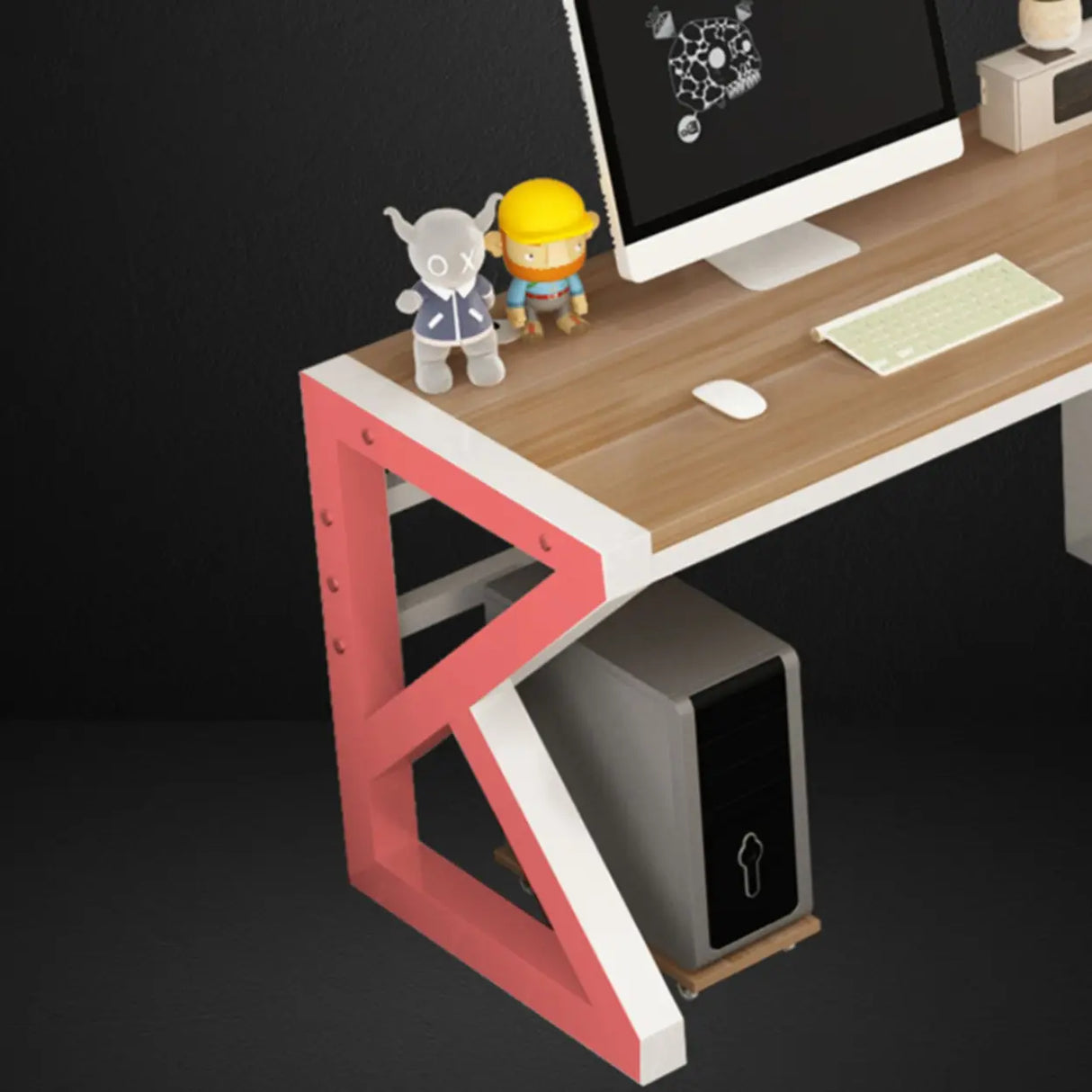 Long Standard Wooden 3-personal Computer Desk Image - 13