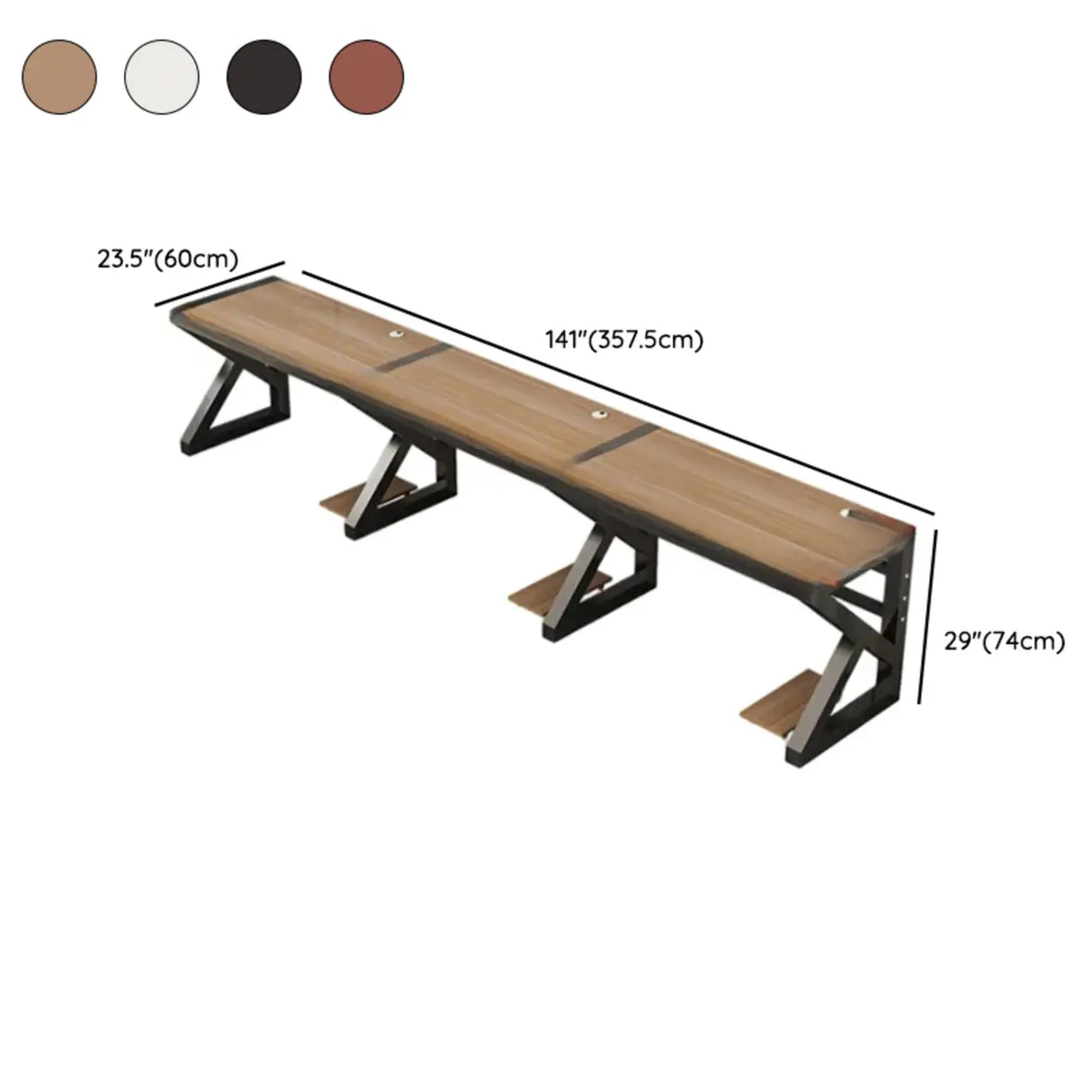 Long Standard Wooden 3-personal Computer Desk Image - 18