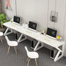 Long Standard Wooden 3-personal Computer Desk Image - 2