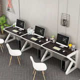 Long Standard Wooden 3-personal Computer Desk Image - 3