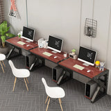 Long Standard Wooden 3-personal Computer Desk Image - 4