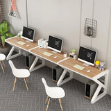 Long Standard Wooden 3-personal Computer Desk Image - 5