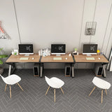 Long Standard Wooden 3-personal Computer Desk Image - 8