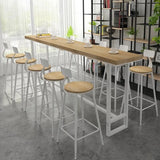 Long Trestle Natural Finish Seating Storage Bar Table Set Image - 1