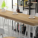 Long Trestle Natural Finish Seating Storage Bar Table Set Image - 3