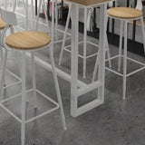 Long Trestle Natural Finish Seating Storage Bar Table Set Image - 5