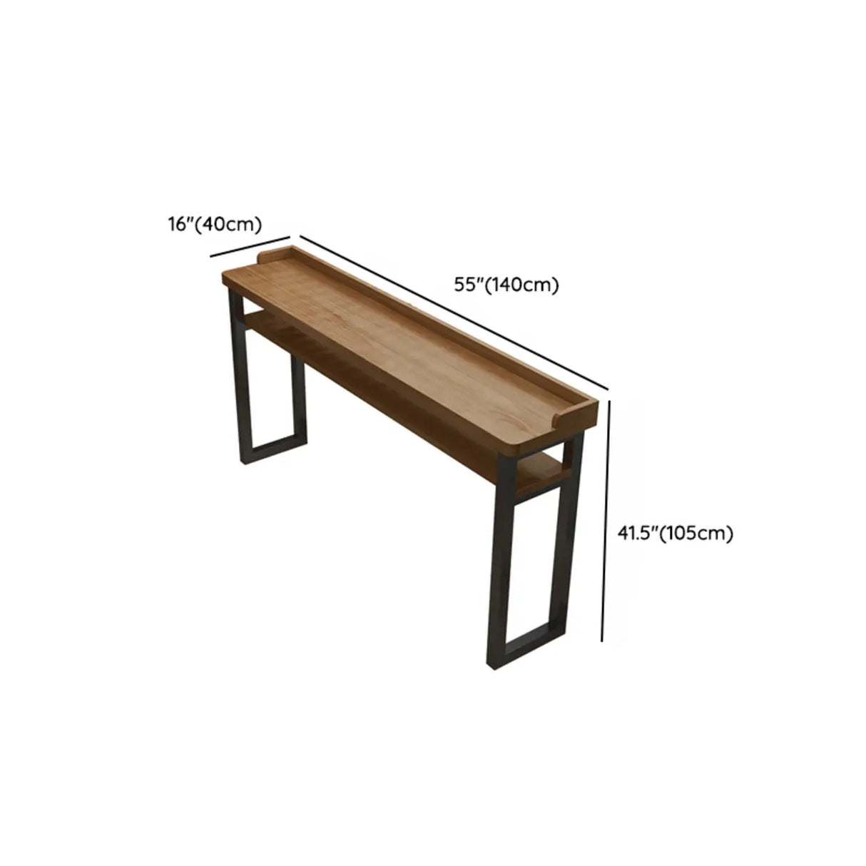 Long Wooden Rectangular Brown Bar Table with Storage Image - 12