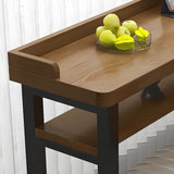 Long Wooden Rectangular Brown Bar Table with Storage Image - 7