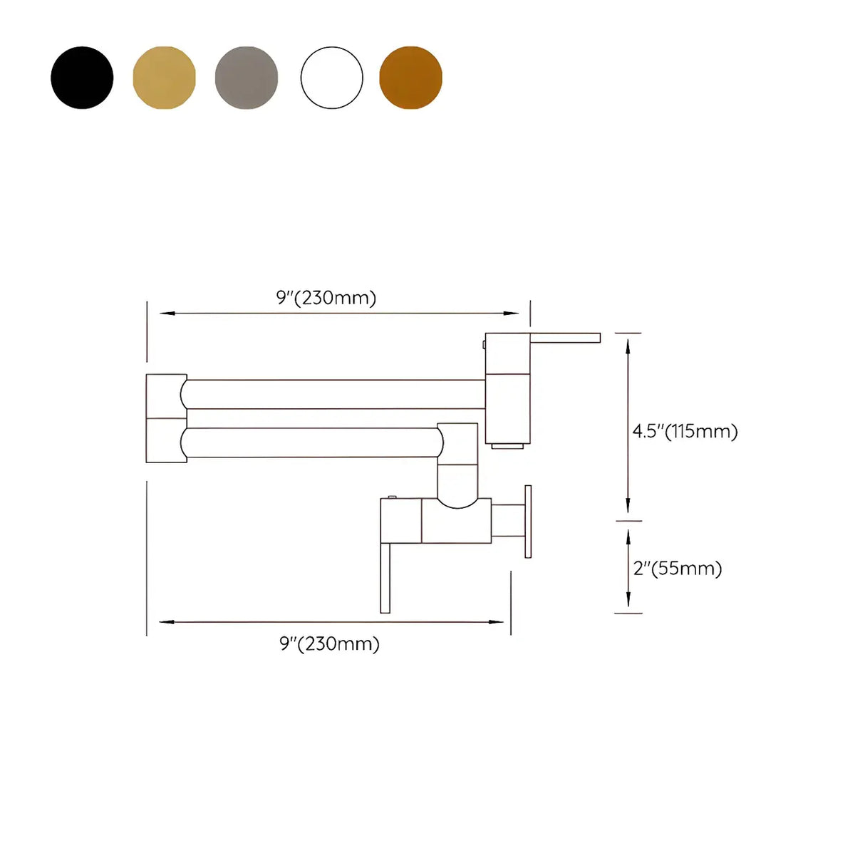 Low Arc Lever Handles Wall-Mounted Kitchen Faucets 