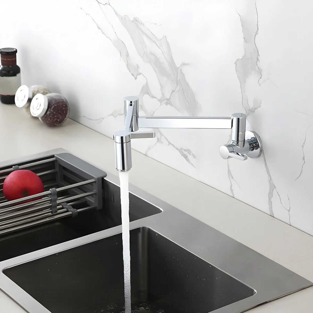 Low Arc Lever Handles Wall-Mounted Kitchen Faucets Image - 7