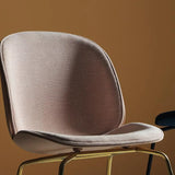 Low Curved Back Metal Padded Armless Dining Chairs Image - 13