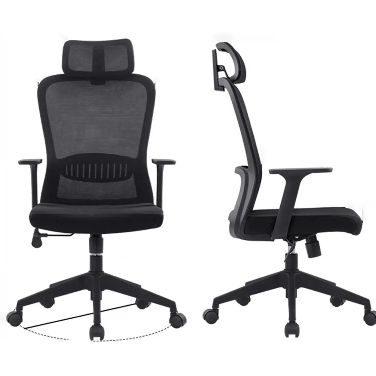 Lumbar Support Black Ergonomic Swivel Mesh Office Chair Image - 14
