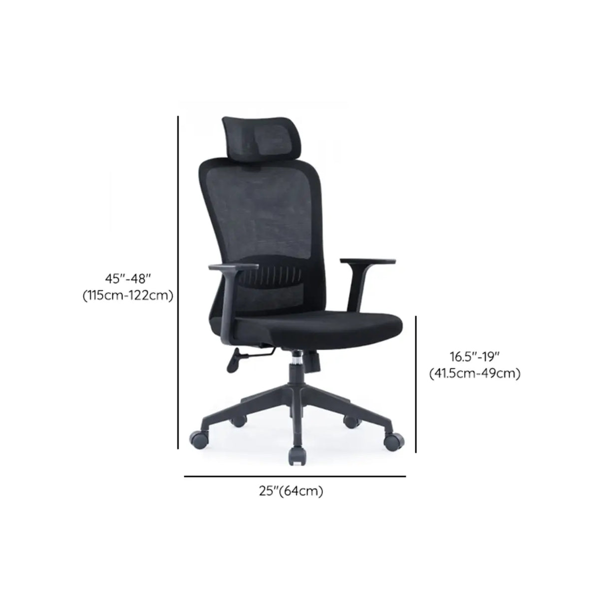 Lumbar Support Black Ergonomic Swivel Mesh Office Chair Image - 16