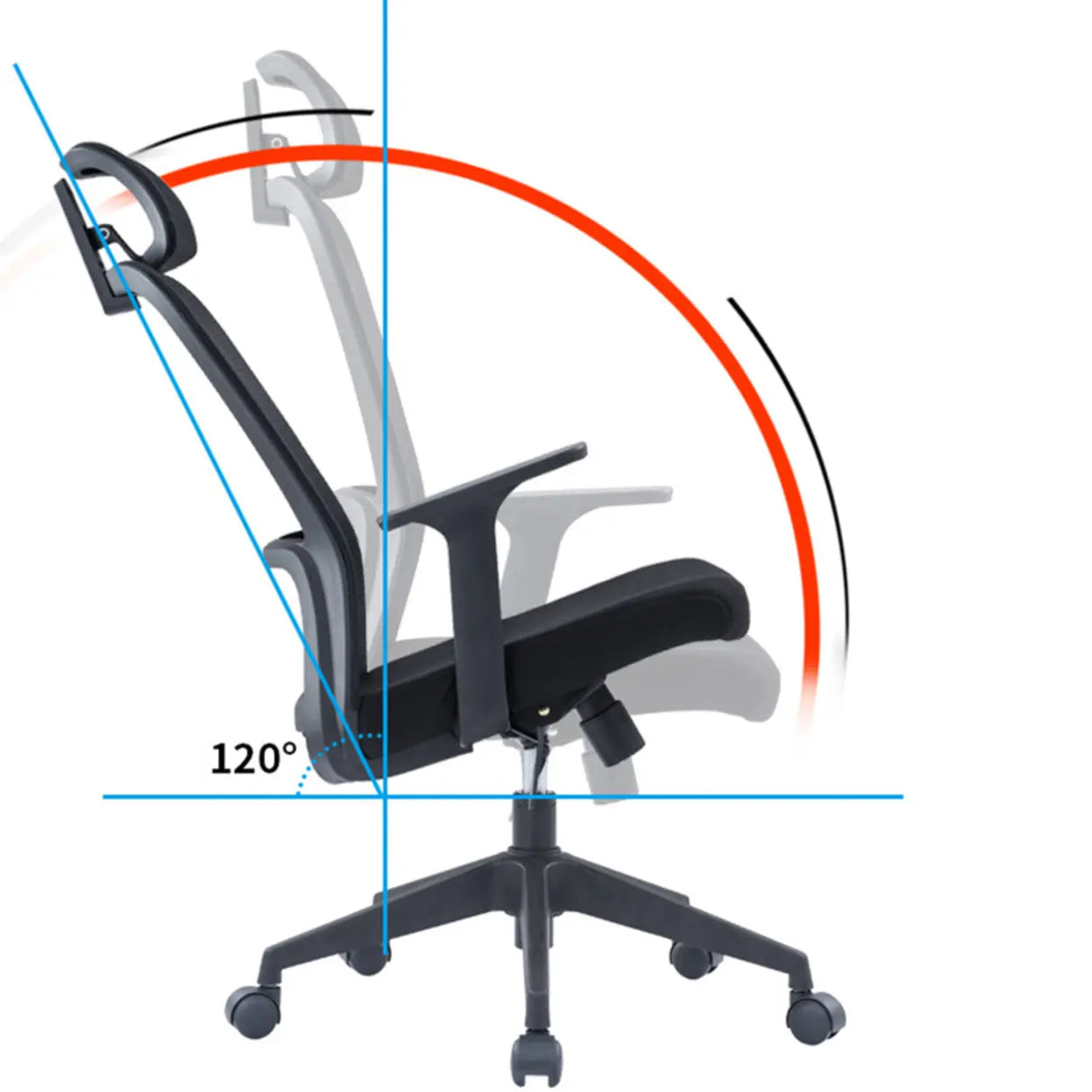 Lumbar Support Black Ergonomic Swivel Mesh Office Chair Image - 8