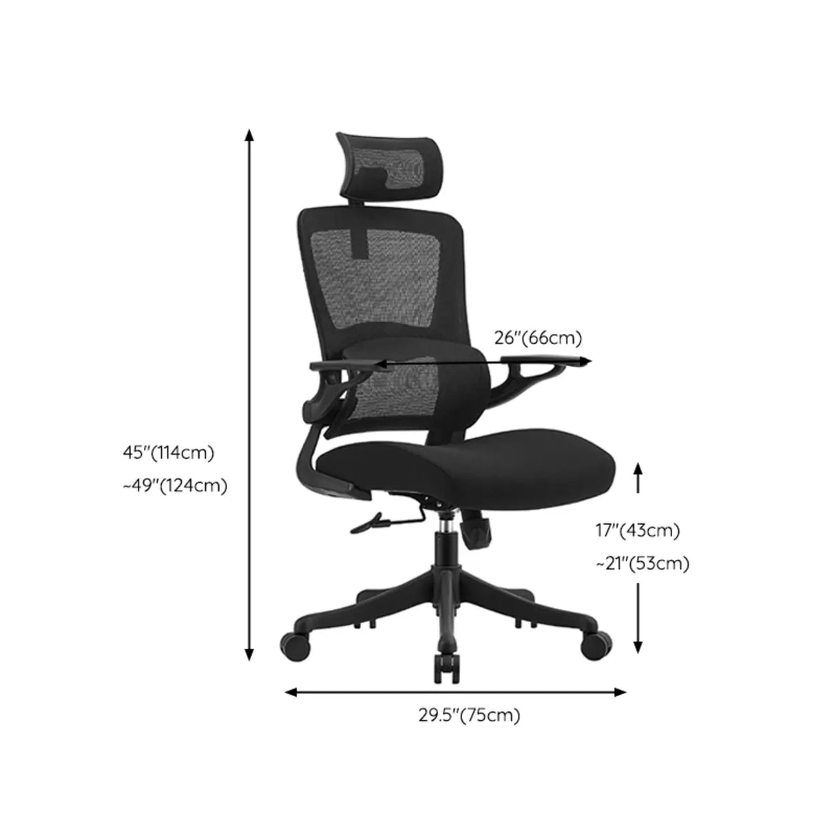 Lumbar Support Black Metal Ergonomic Mesh Office Chair 