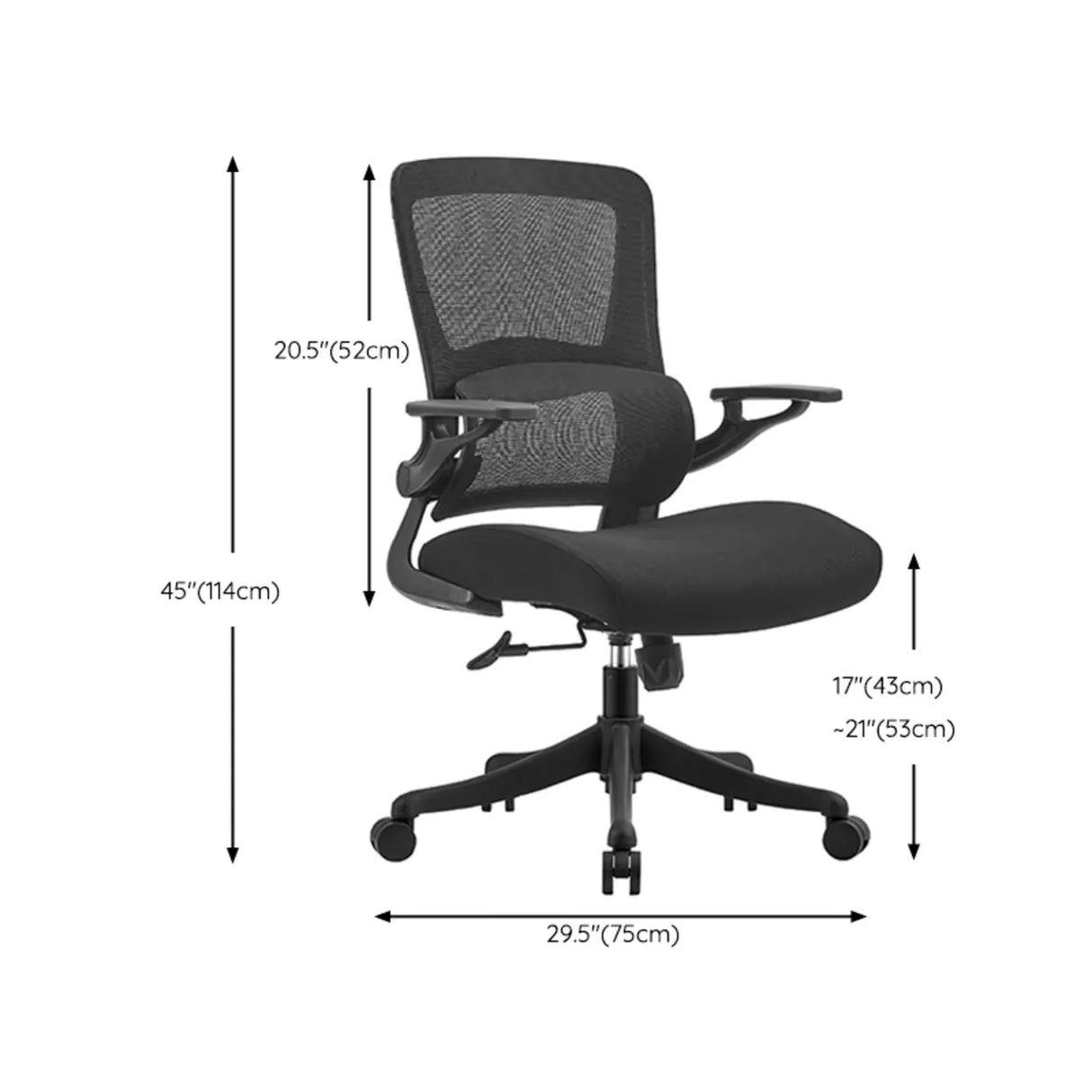 Lumbar Support Black Metal Ergonomic Mesh Office Chair Image - 11