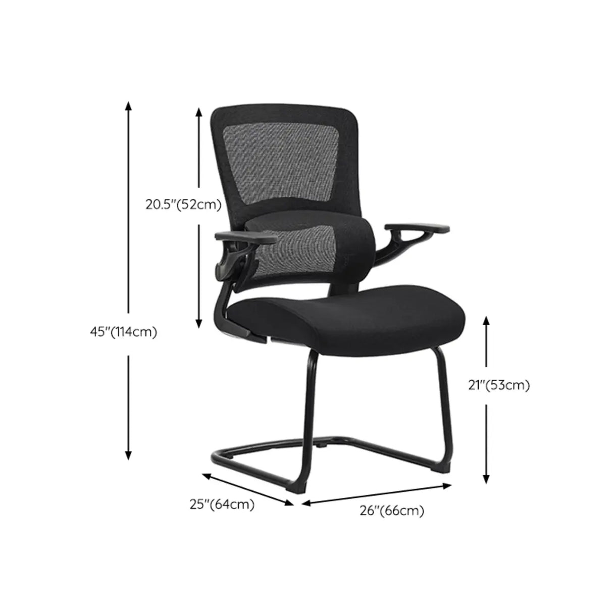Lumbar Support Black Metal Ergonomic Mesh Office Chair Image - 12