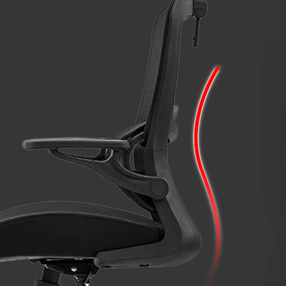 Lumbar Support Black Metal Ergonomic Mesh Office Chair Image - 5