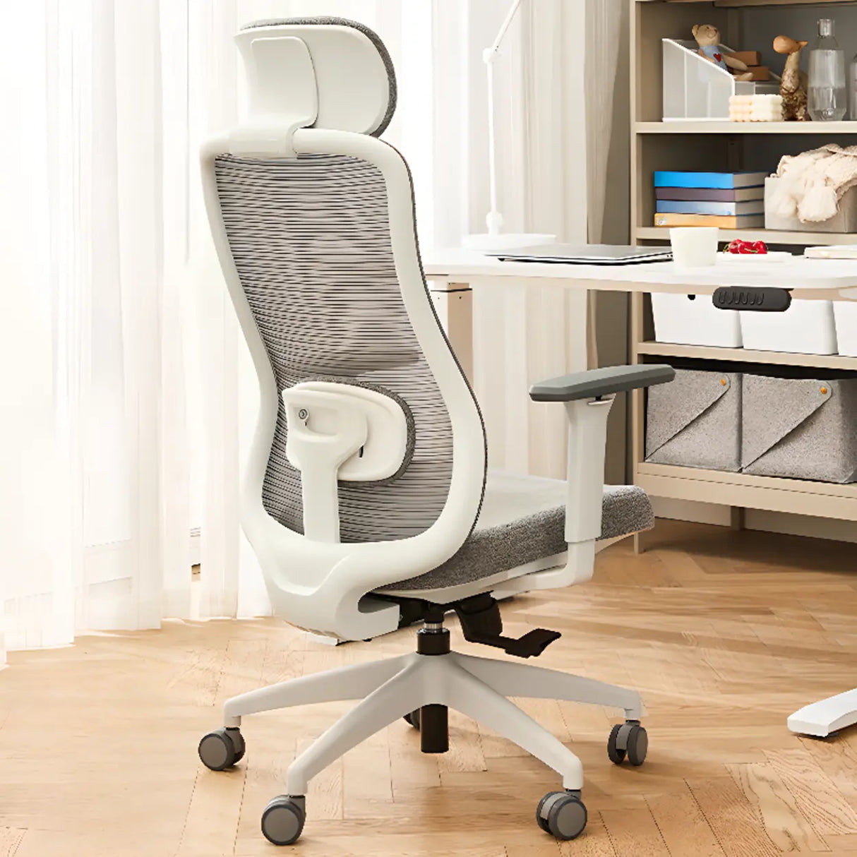 Lumbar Support Ergonomic Fabric Adjustable Office Chair Image - 1