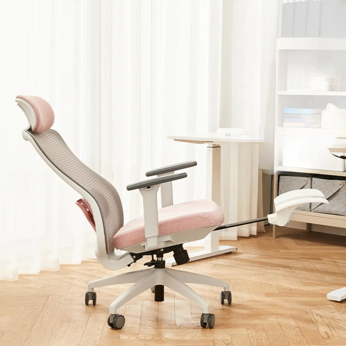 Lumbar Support Ergonomic Fabric Adjustable Office Chair Image - 3