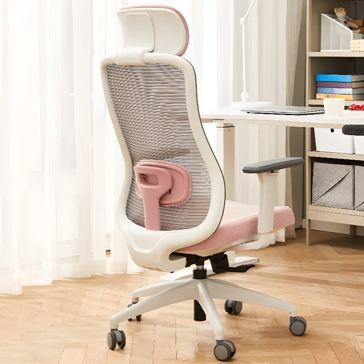 Lumbar Support Ergonomic Fabric Adjustable Office Chair Image - 4