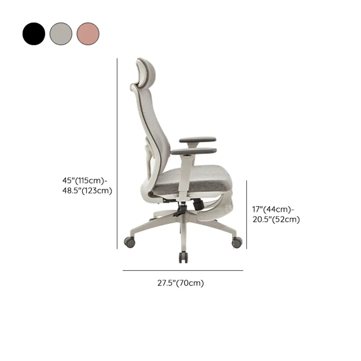 Lumbar Support Ergonomic Fabric Adjustable Office Chair 