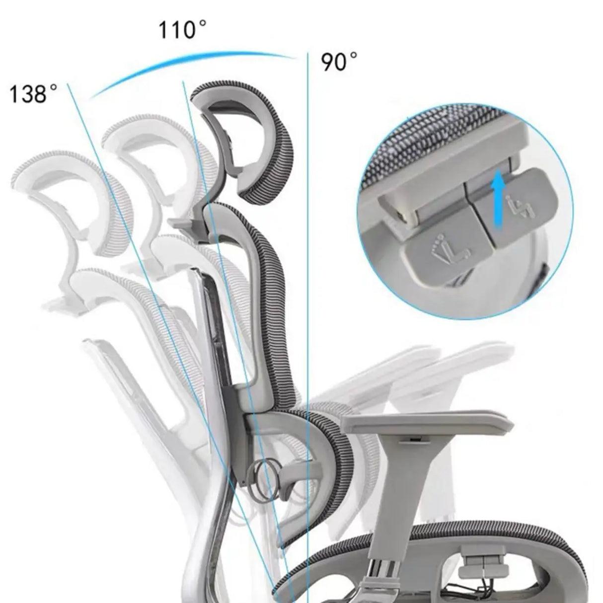 Lumbar Support Ergonomic Mesh Office Chair with Wheels Image - 17