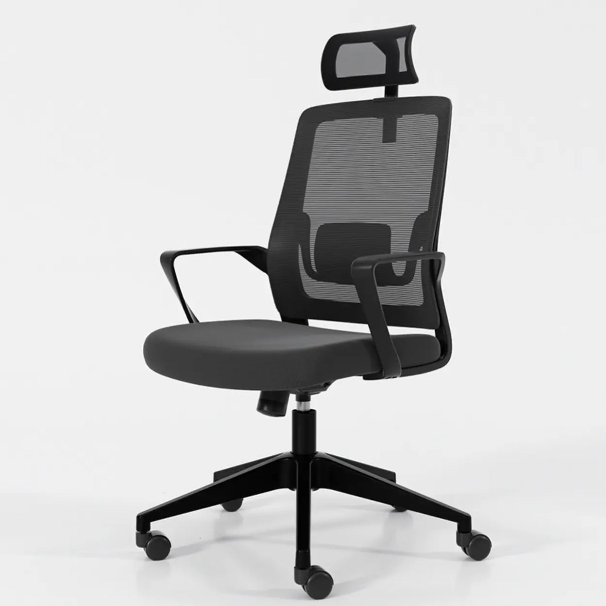 Lumbar Support Ergonomic Swivel Grey Mesh Office Chair Image - 9