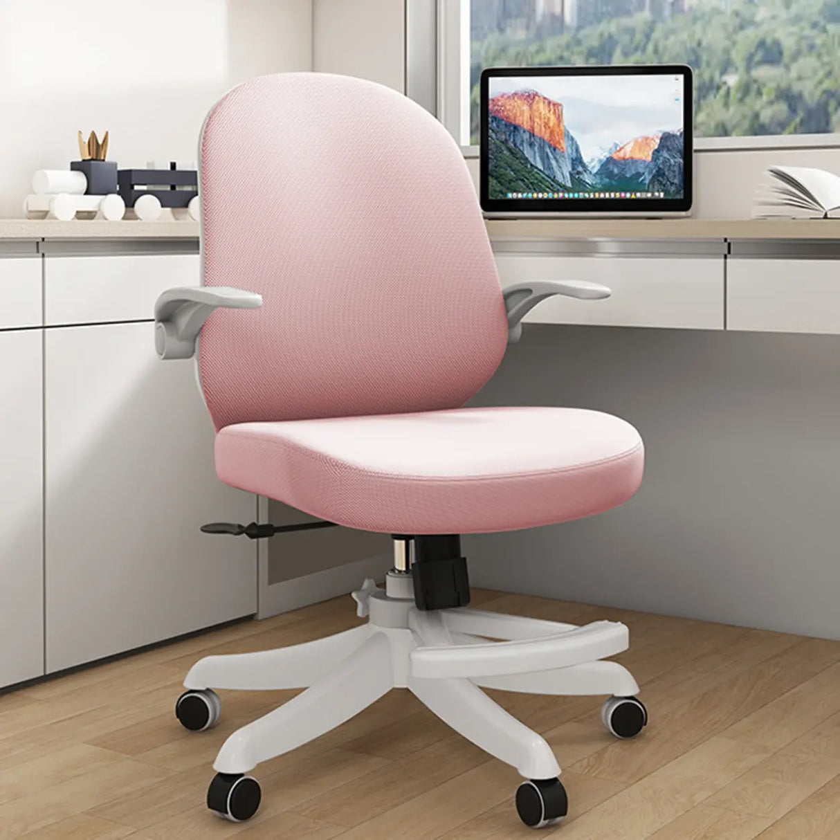Lumbar Support Grey Swivel Adjustable Mesh Office Chair Image - 11