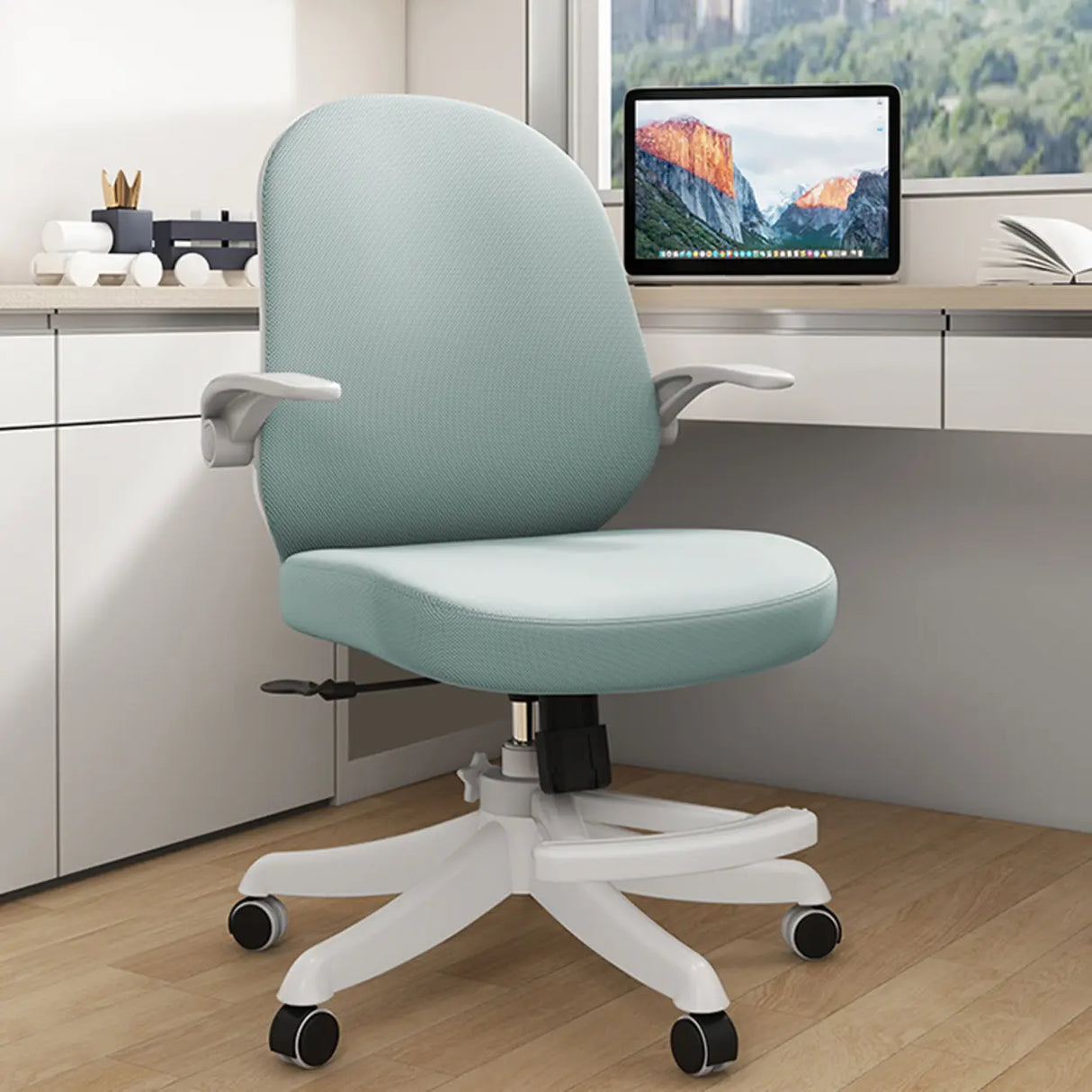 Lumbar Support Grey Swivel Adjustable Mesh Office Chair Image - 13